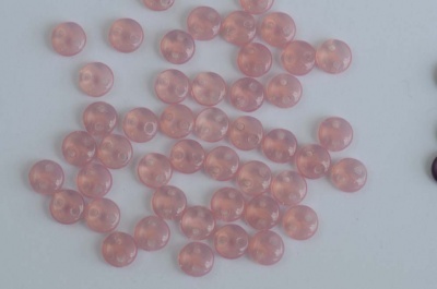 Lentil 2 Hole 6mm Pink Rose Opal 71010 Czech Bead x 50